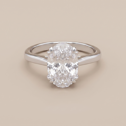 Asea Oval Cut Solitaire Ring — Silver Color