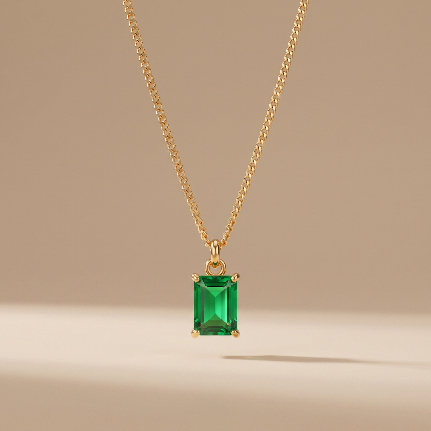 Asea Emerald Pendant Necklace — front view