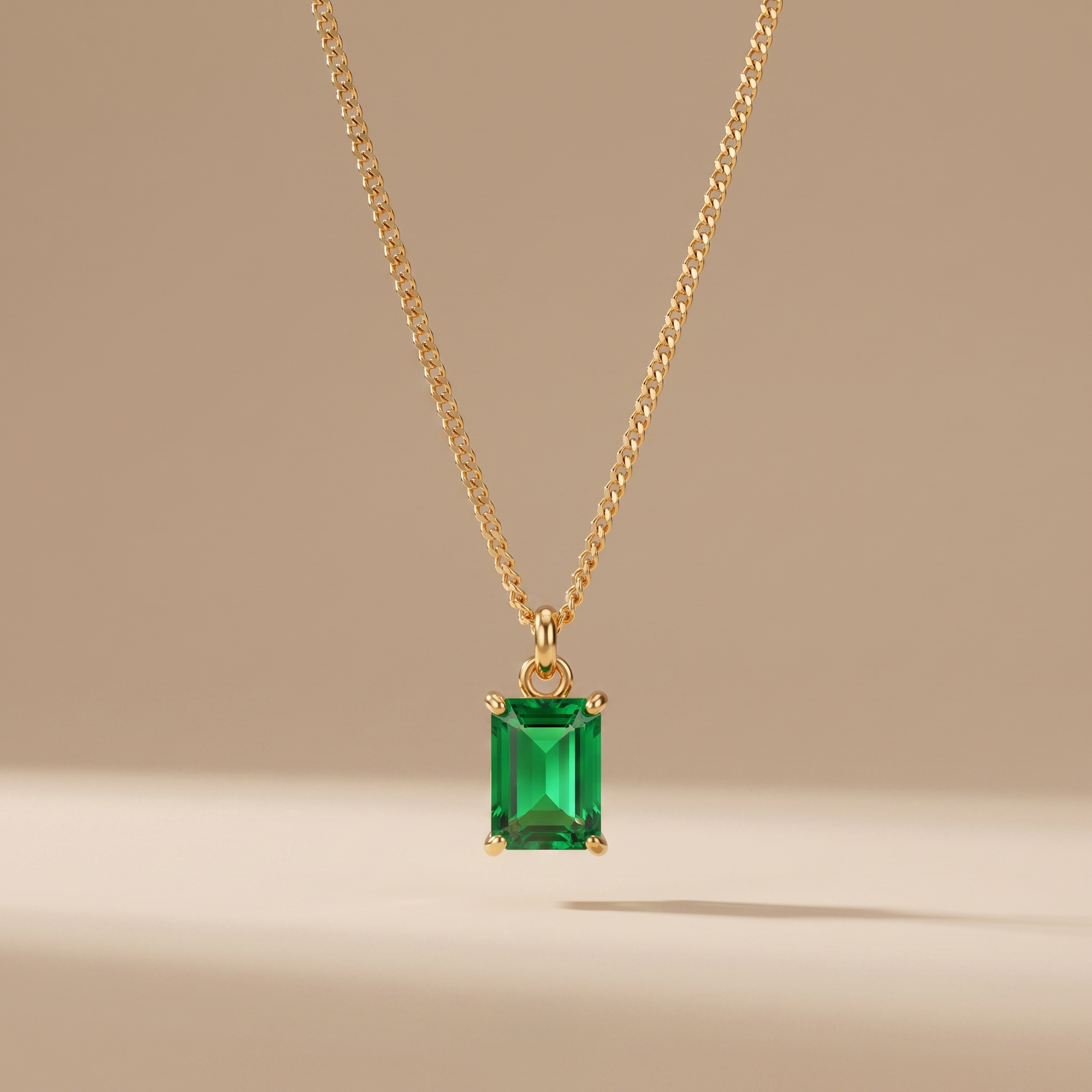 Asea Emerald Pendant Necklace — front view