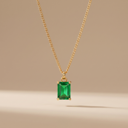 Asea Emerald Pendant Necklace — front view