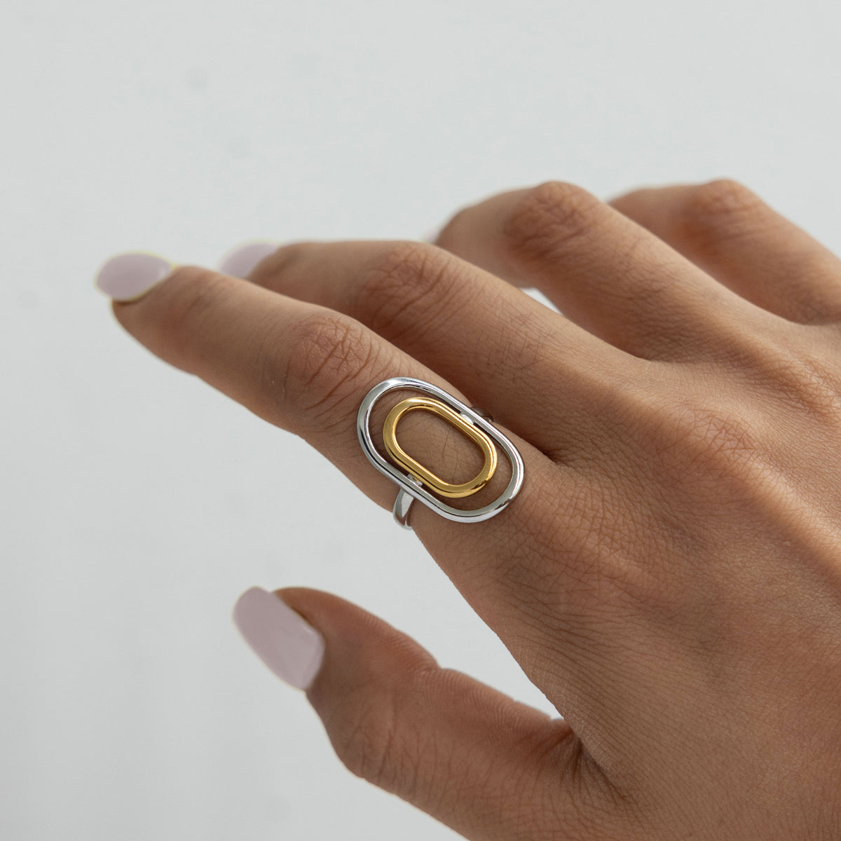 Solene Mixed-Metal Ellipse Ring