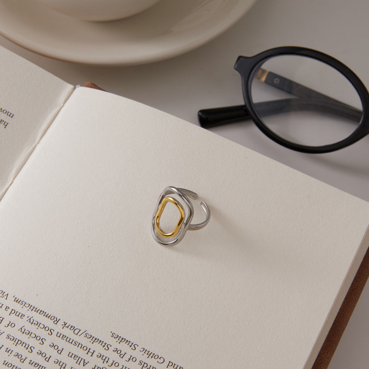 Solene Mixed-Metal Ellipse Ring