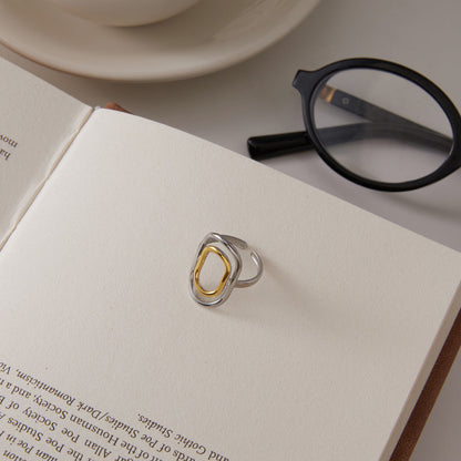 Solene Mixed-Metal Ellipse Ring