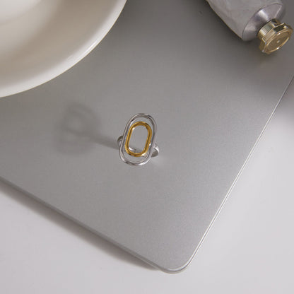 Solene Mixed-Metal Ellipse Ring