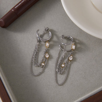 Marea Cascading Chain Hoop Earrings