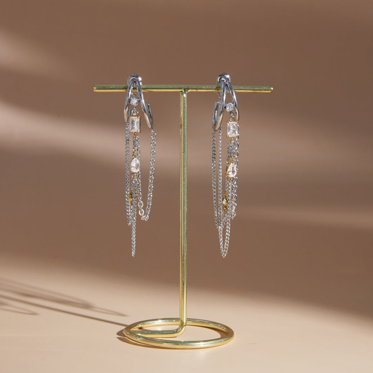 Marea Cascading Chain Hoop Earrings