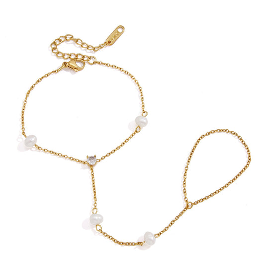 Ondina Beaded Finger Chain Bracelet