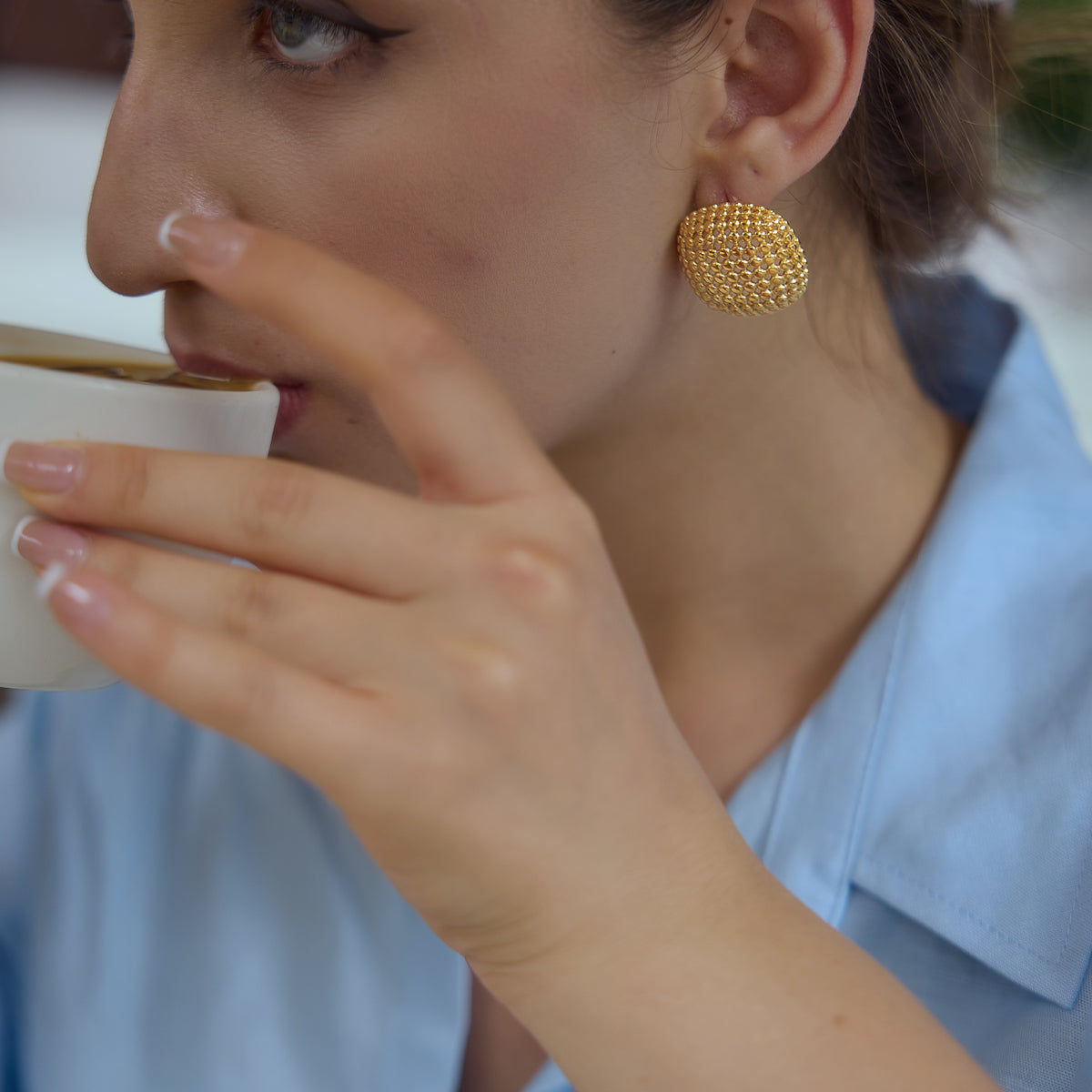 Seafoam Lattice Pillow Stud Earrings