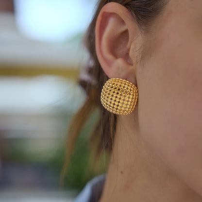 Seafoam Lattice Pillow Stud Earrings