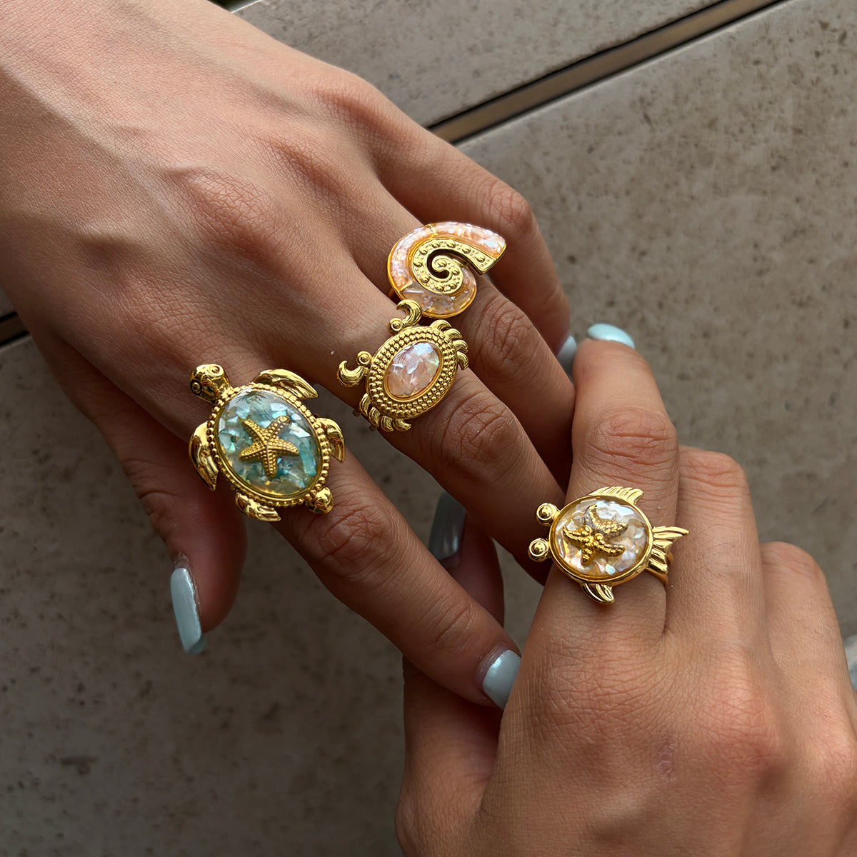 Tidepool Beaded Crab Wrap Ring