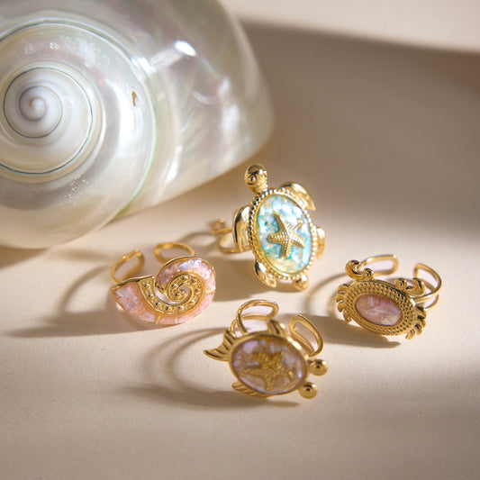 Tidepool Beaded Crab Wrap Ring