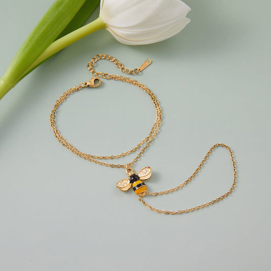 Salina Honeybee Ring-Linked Bracelet