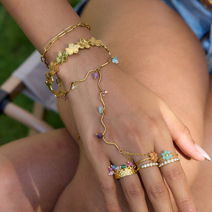 Tidepool Rippled Pebble Hand Bracelet