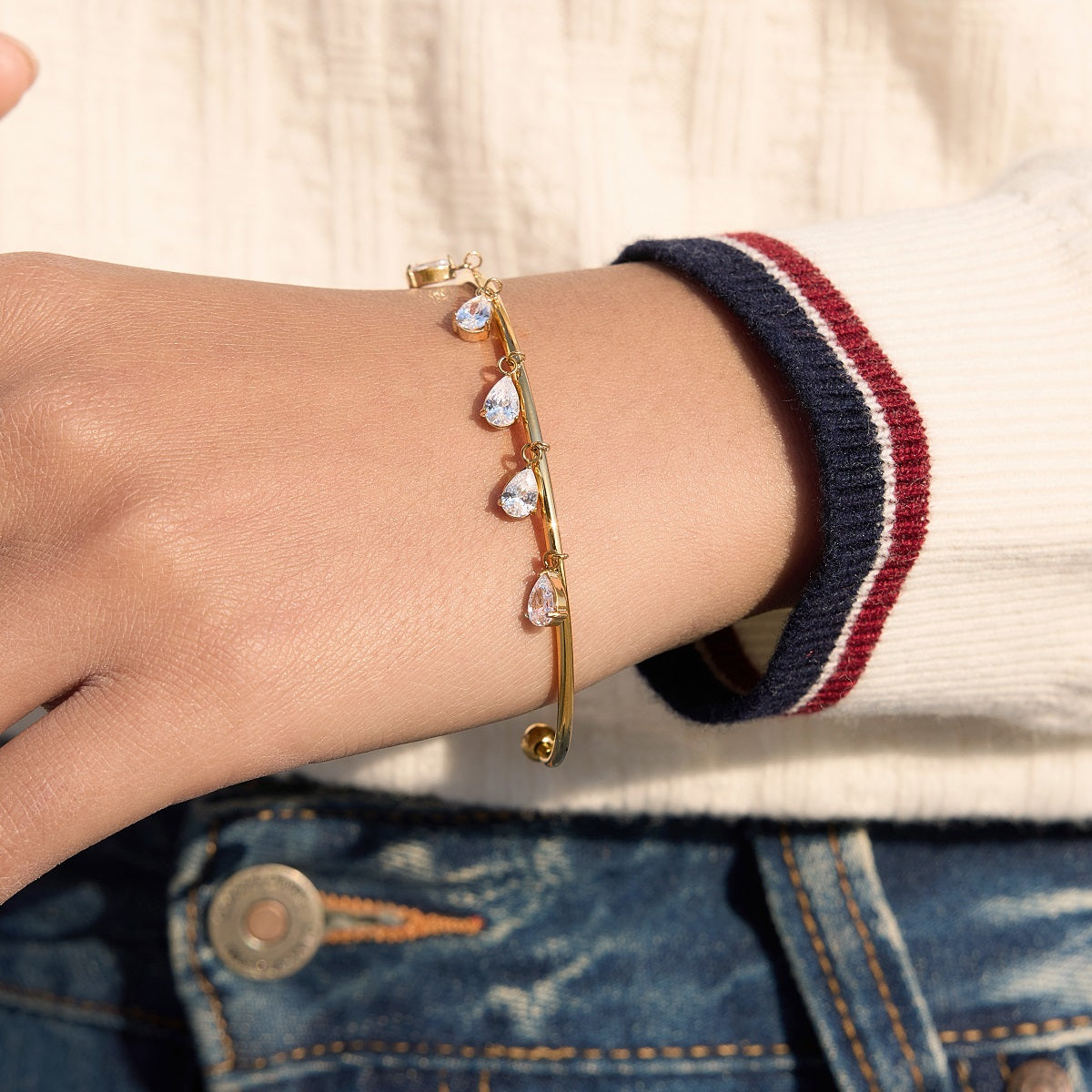 Marea Crystal Droplet Bangle Bracelet