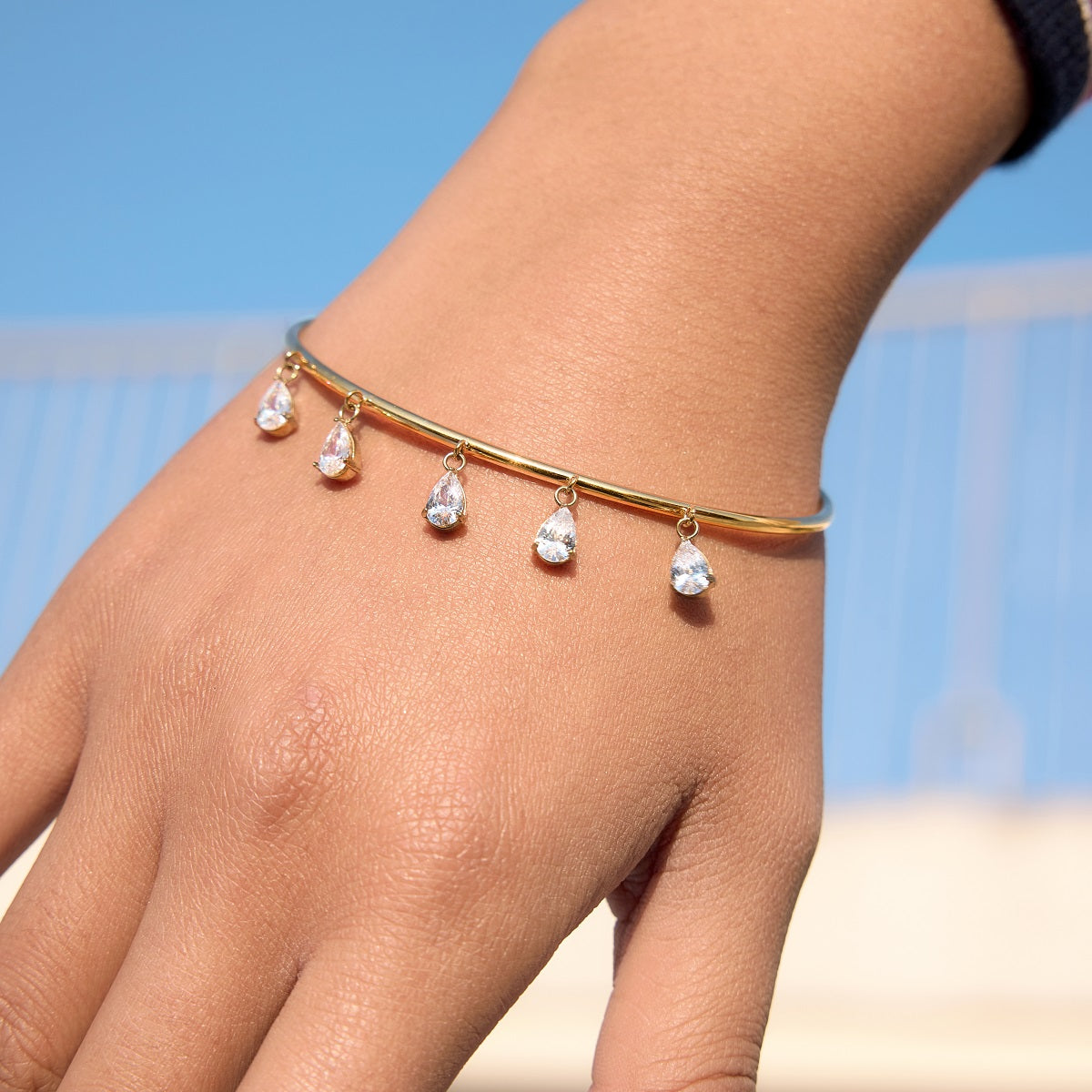 Marea Crystal Droplet Bangle Bracelet