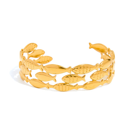 Tidewater Openwork Fish Bangle Bracelet