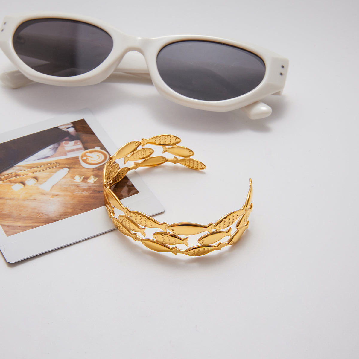 Tidewater Openwork Fish Bangle Bracelet