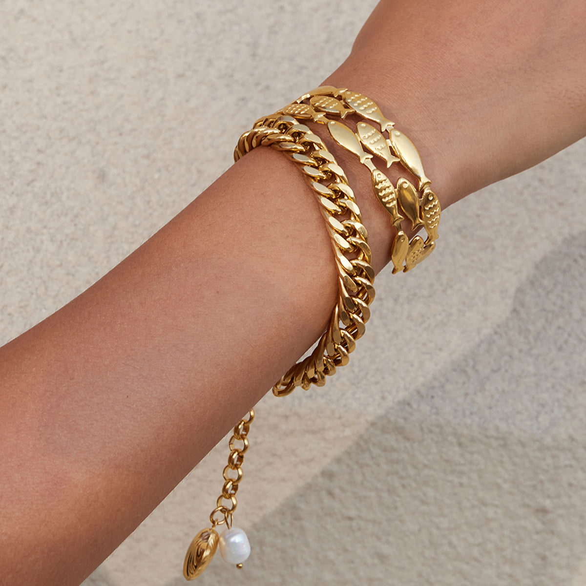 Tidewater Openwork Fish Bangle Bracelet