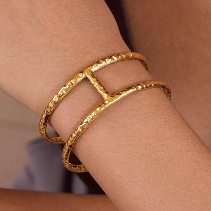 Marea Beaten Twin-Band Cuff Bracelet