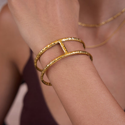 Marea Beaten Twin-Band Cuff Bracelet