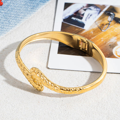 Solana Faceted Crossover Bangle Bracelet