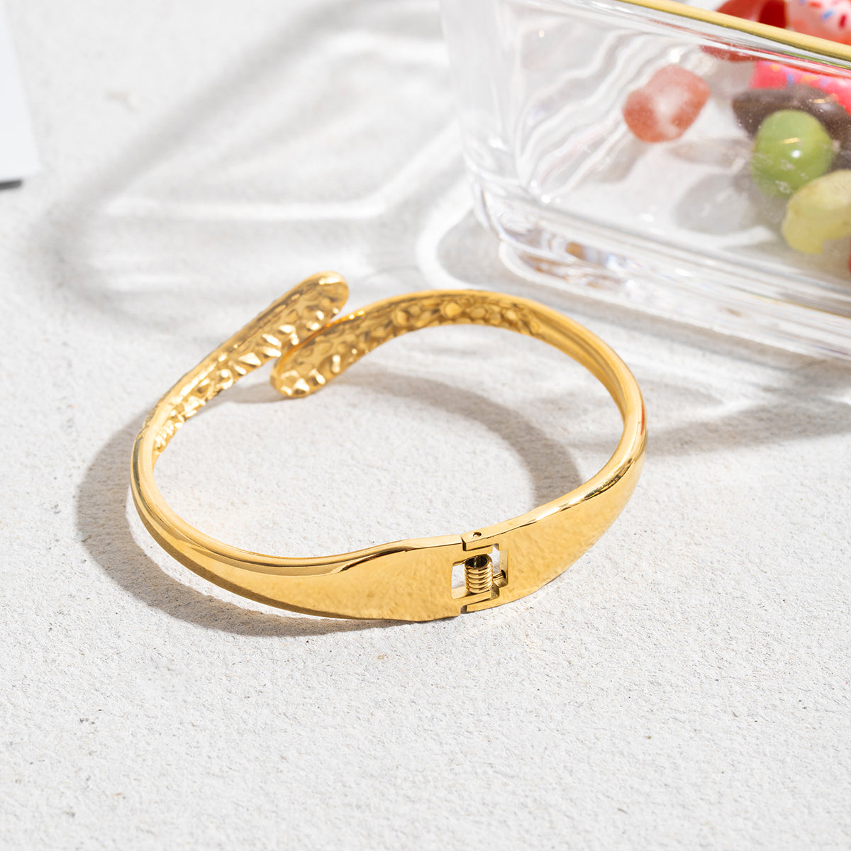 Solana Faceted Crossover Bangle Bracelet