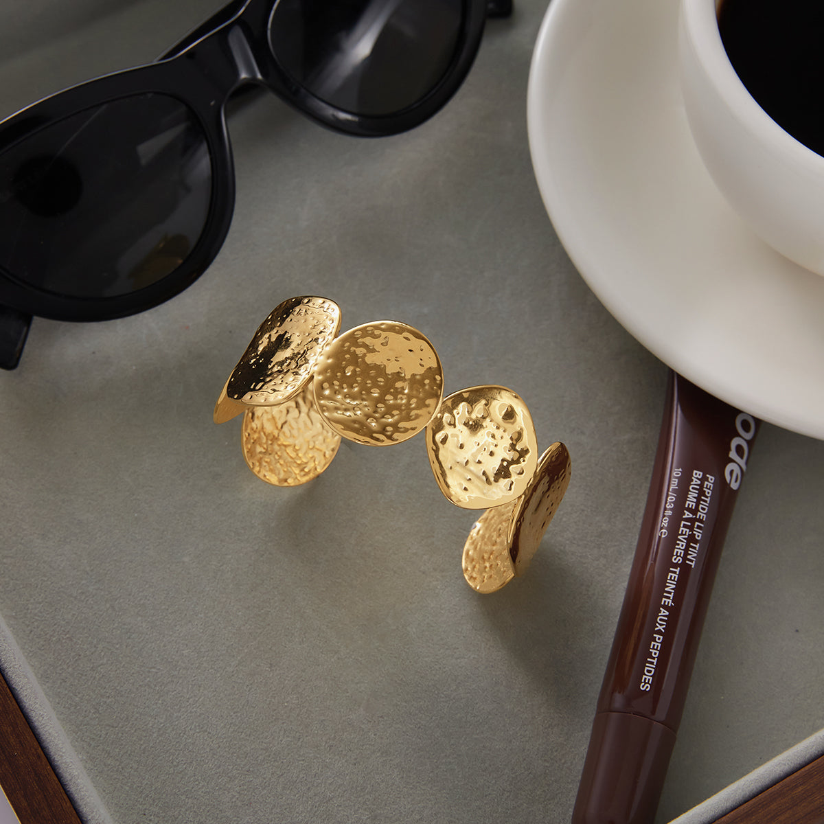 Cala Textured Coin Cuff Bracelet