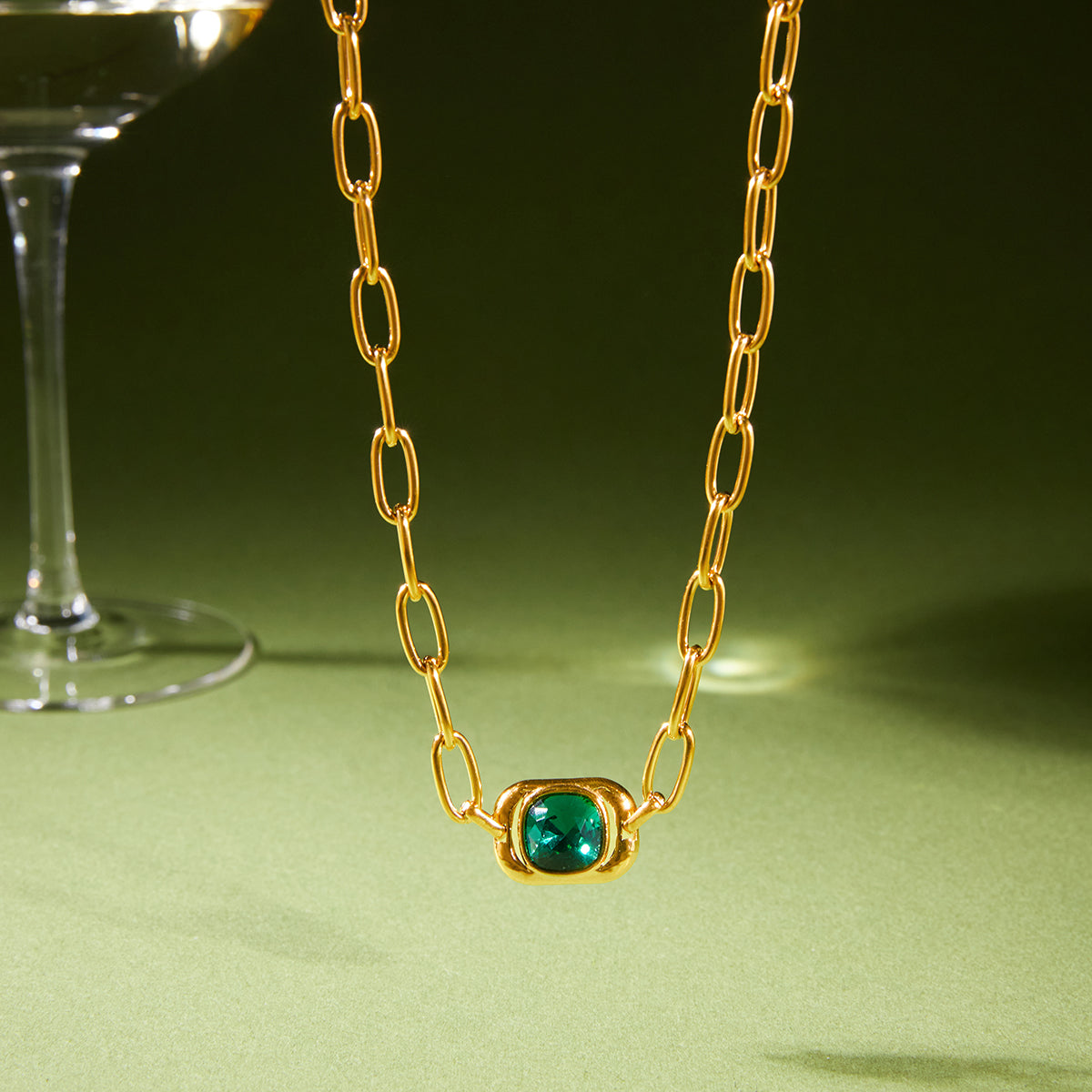 Seagrass Bezel Link Necklace
