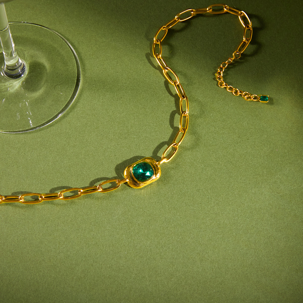 Seagrass Bezel Link Necklace