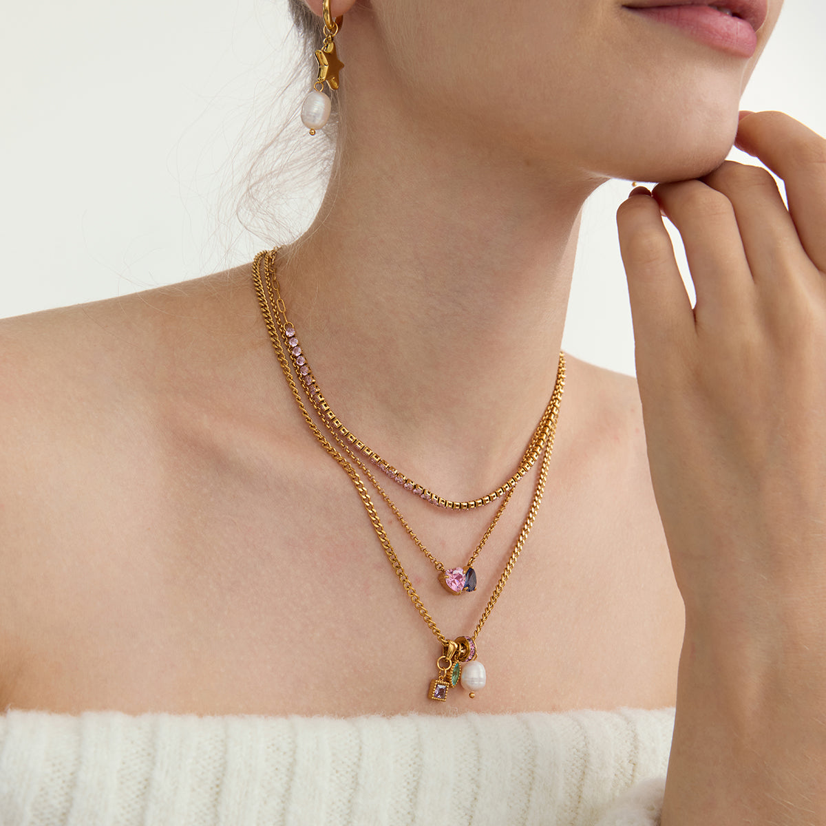 Salina Jewelled Talisman Curb Necklace