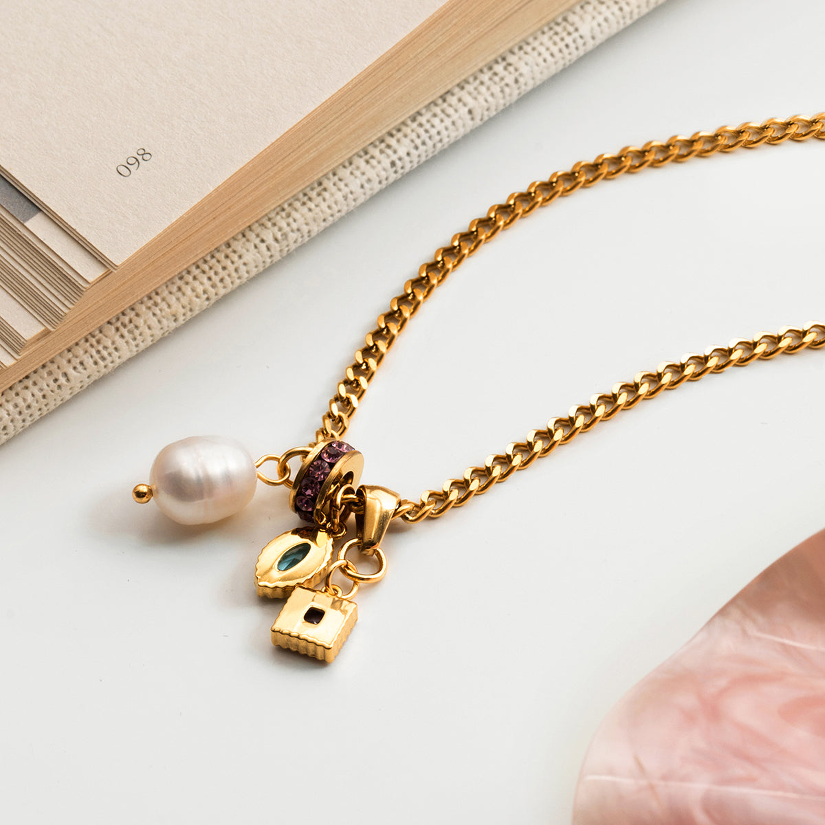 Salina Jewelled Talisman Curb Necklace