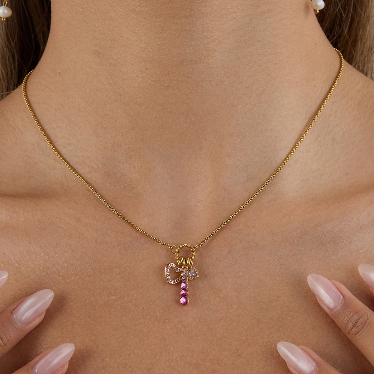 Marisol Blush Ribbon Cluster Necklace