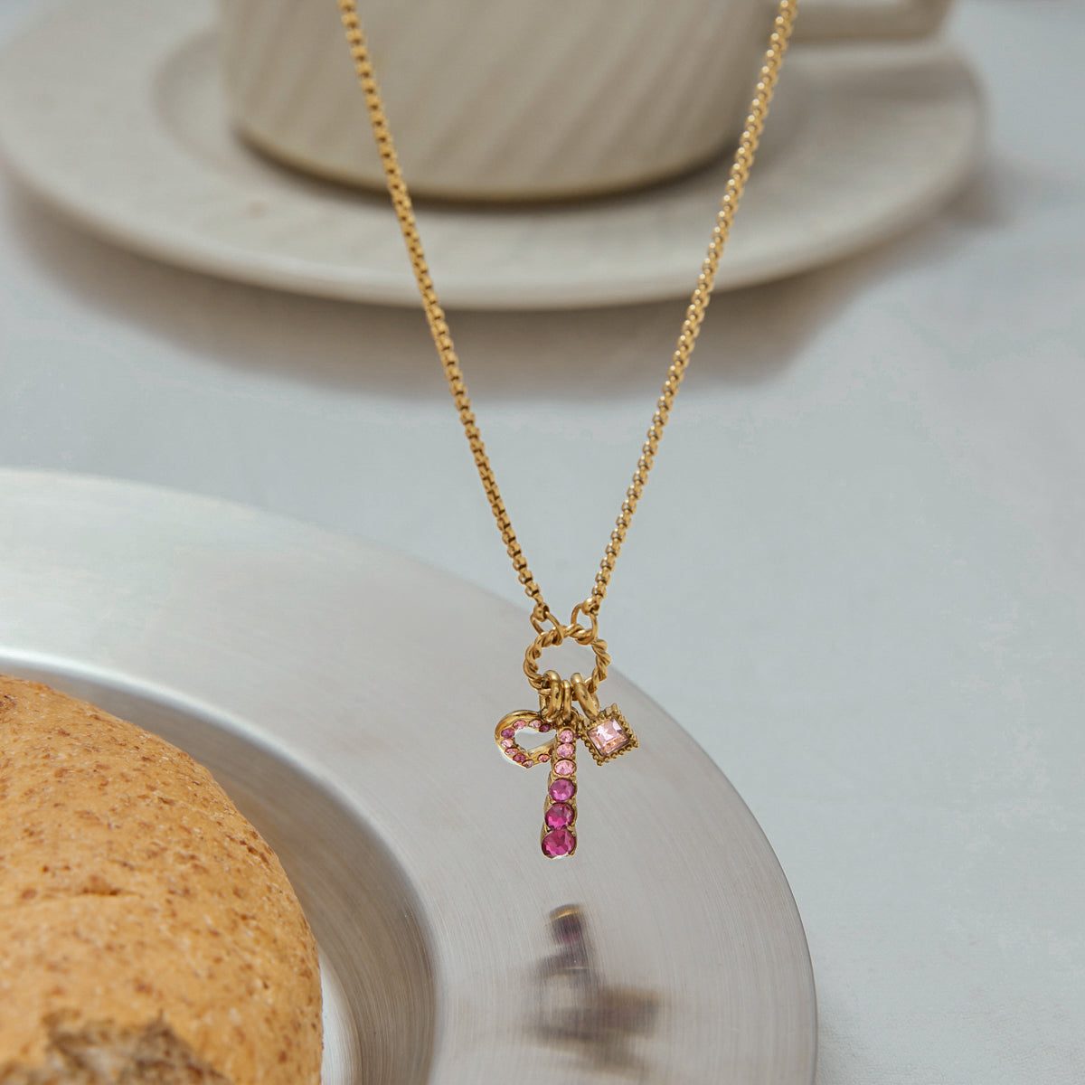 Marisol Blush Ribbon Cluster Necklace