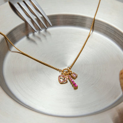 Marisol Blush Ribbon Cluster Necklace
