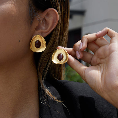 Marea Burgundy Inlay Stud Earrings