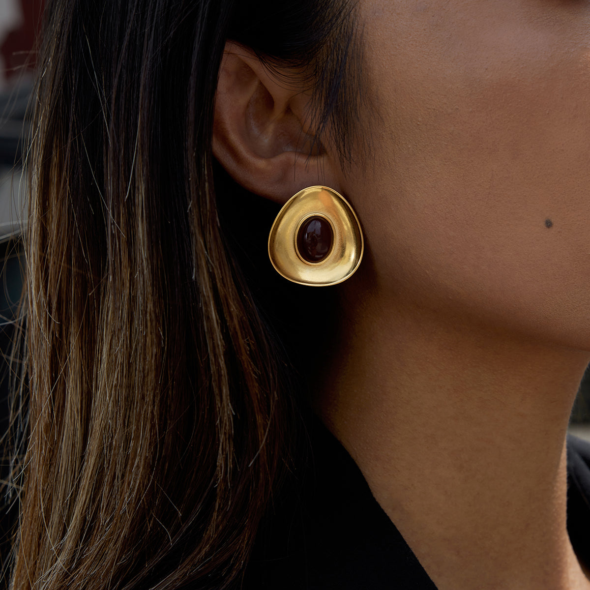 Marea Burgundy Inlay Stud Earrings
