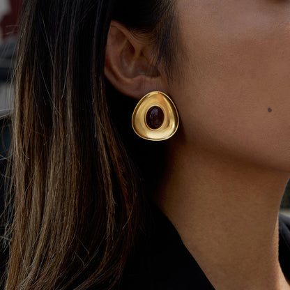 Marea Burgundy Inlay Stud Earrings