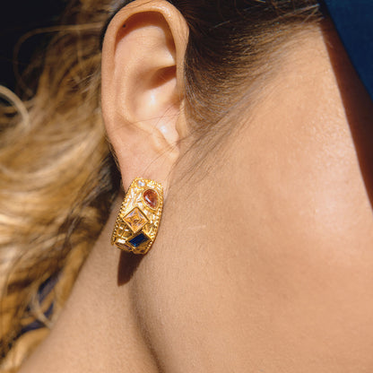 Meltemi Jewelled Textured Hoop Earrings