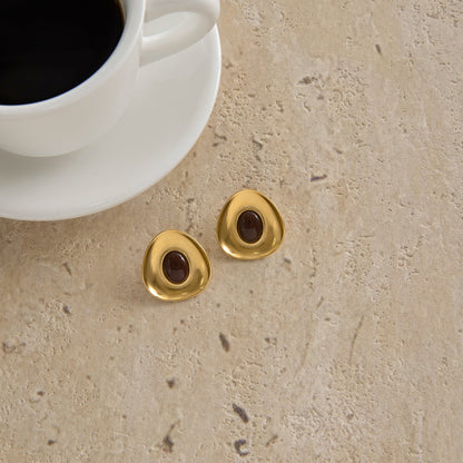 Marea Burgundy Inlay Stud Earrings