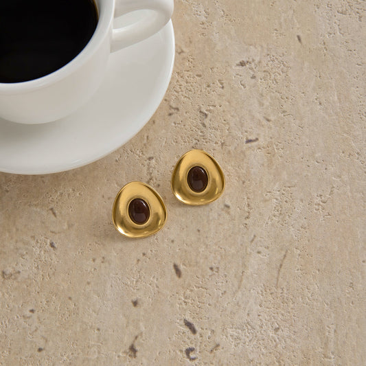 Marea Burgundy Inlay Stud Earrings