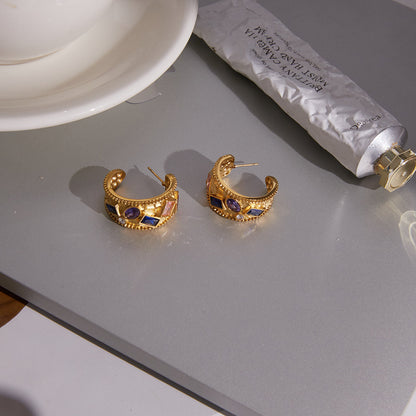 Meltemi Jewelled Textured Hoop Earrings