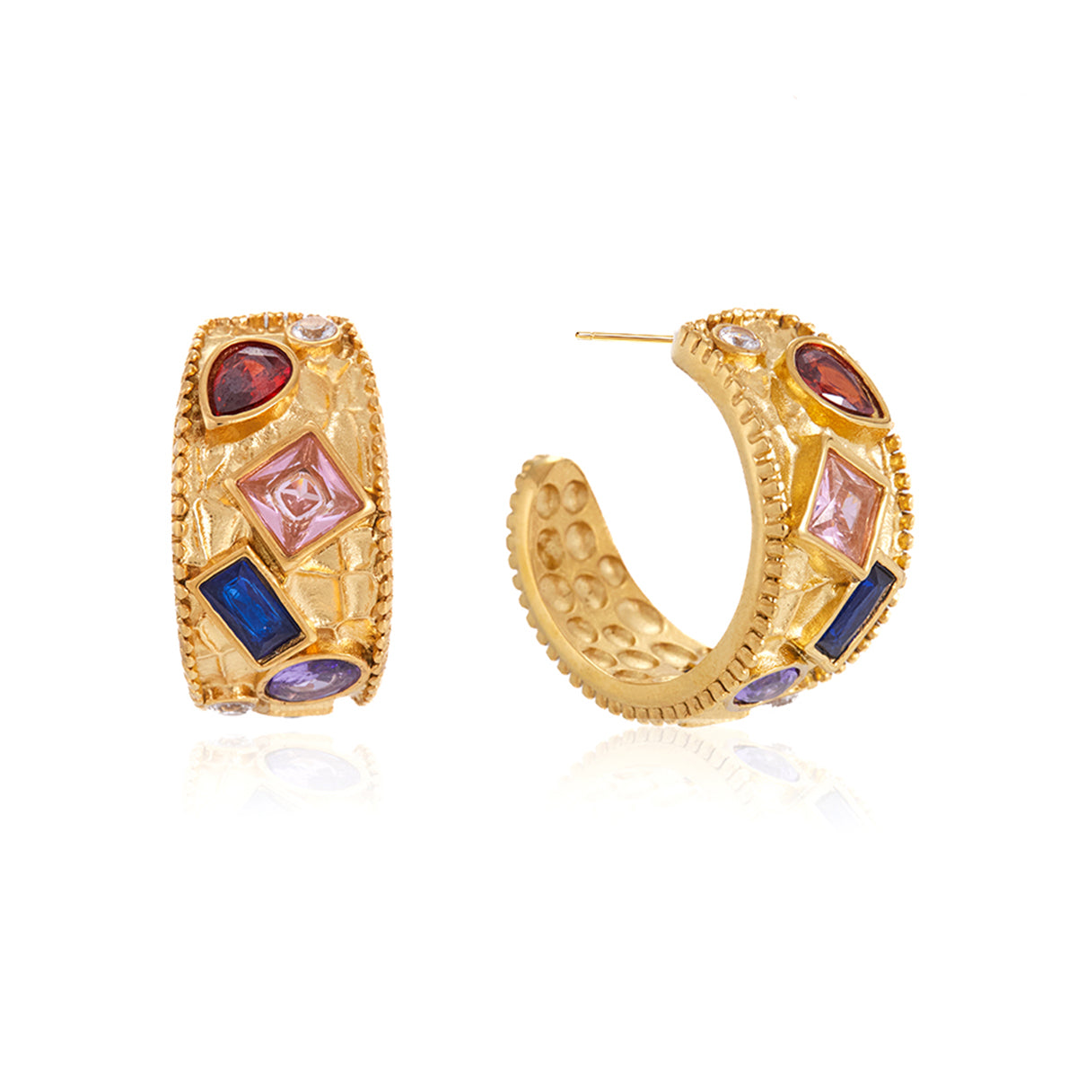 Meltemi Jewelled Textured Hoop Earrings