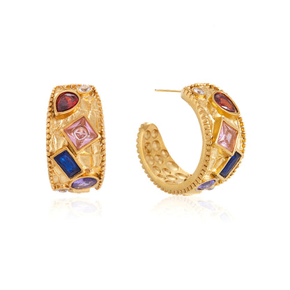 Meltemi Jewelled Textured Hoop Earrings