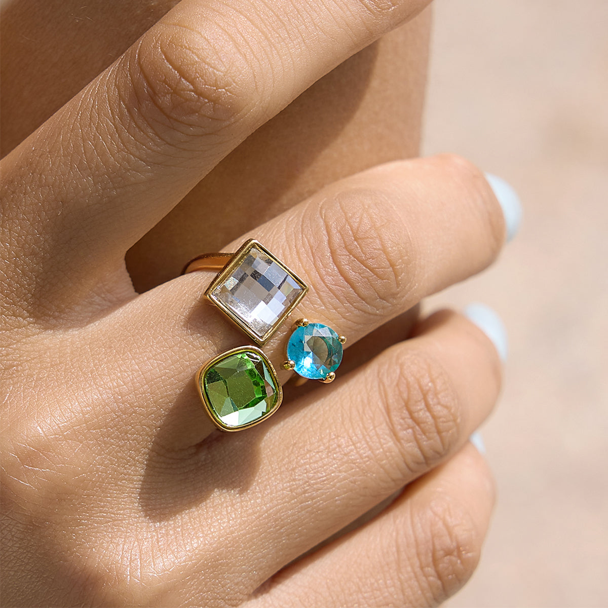 Marea Trio Faceted Stone Ring