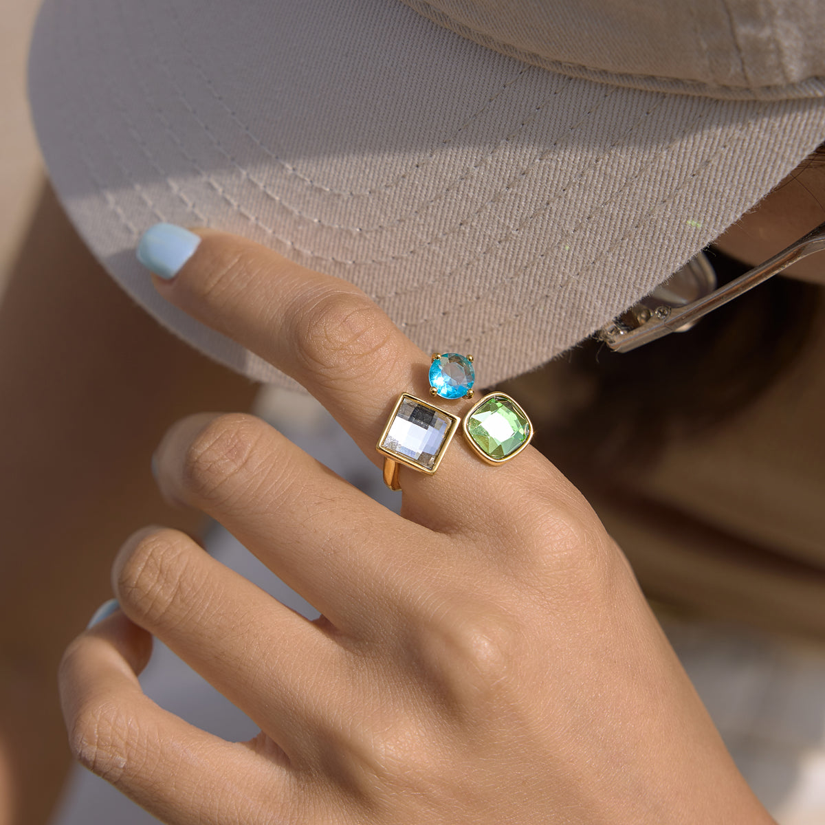 Marea Trio Faceted Stone Ring