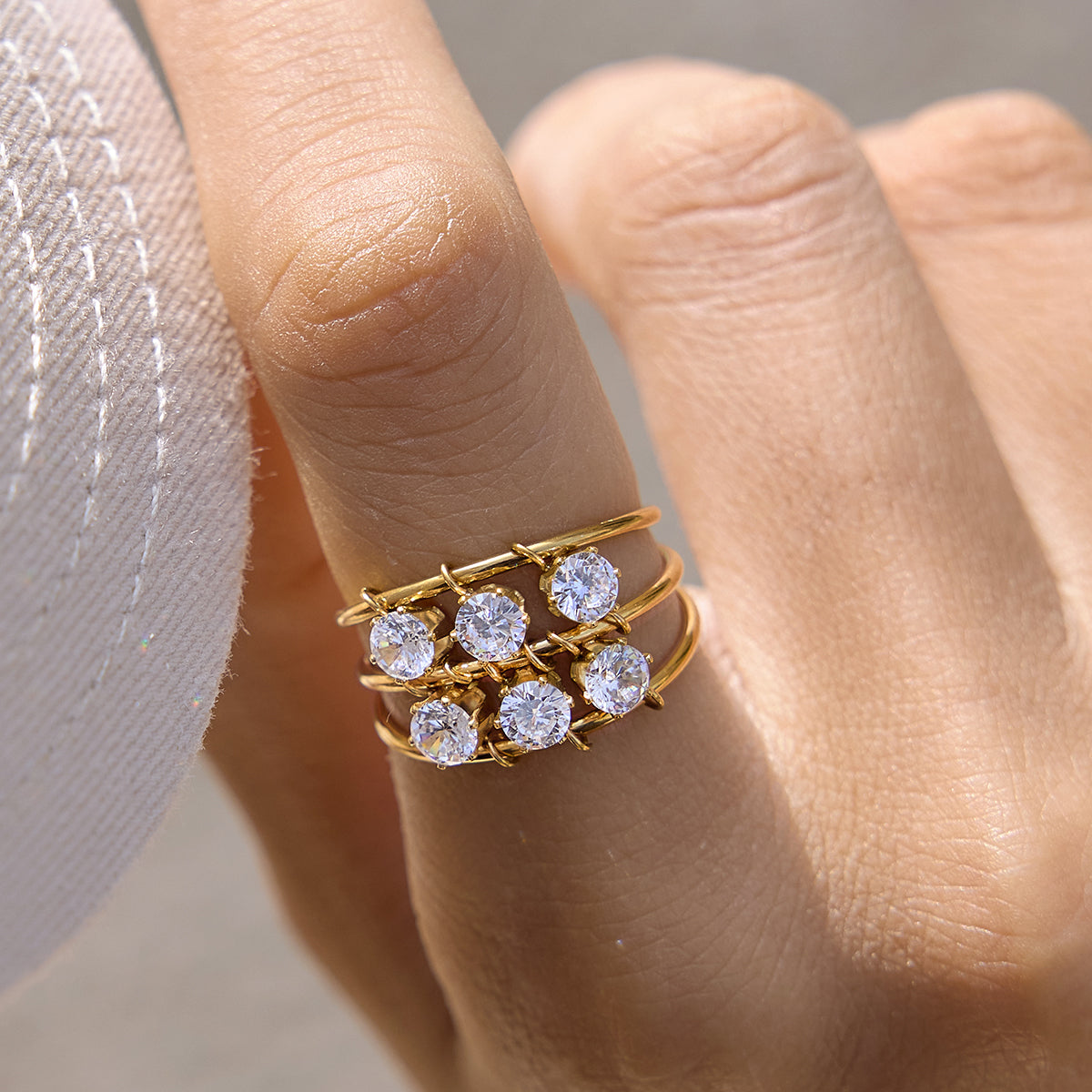 Calanque Stacked Zirconia Cluster Ring