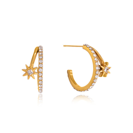 Mistral Twin-Row Crescent Earrings