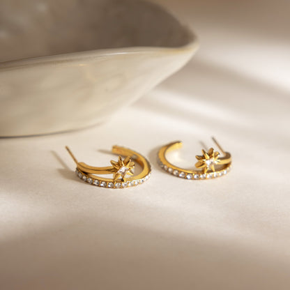 Mistral Twin-Row Crescent Earrings