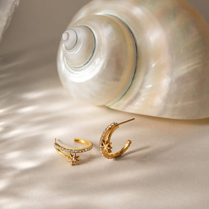 Mistral Twin-Row Crescent Earrings