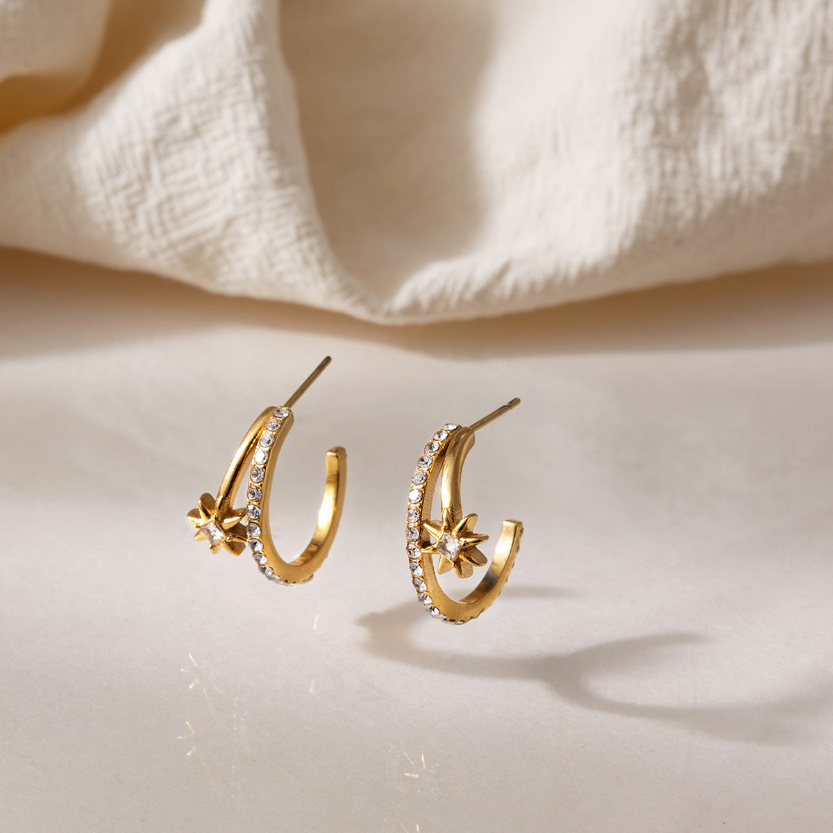 Mistral Twin-Row Crescent Earrings
